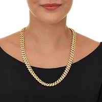 Round Crystal Goldtone Link Necklace 24-inch