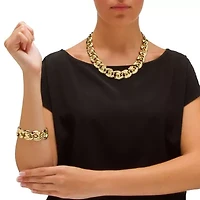 Curb-Link Necklace, Bracelet and Drop Earrings Set in Yellow Goldtone