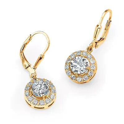 2.51 TCW Round Cubic Zirconia Halo Drop Earrings