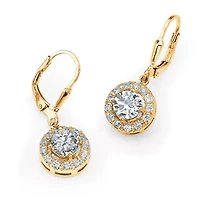 2.51 TCW Round Cubic Zirconia Halo Drop Earrings