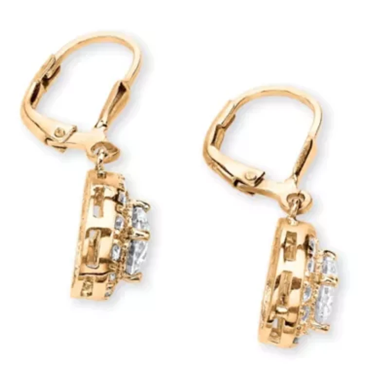 2.51 TCW Round Cubic Zirconia Halo Drop Earrings