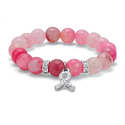 Silvertone Crystal Breast Cancer Bracelet 7 inch Length