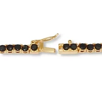 Round Black Cubic Zirconia 14k Yellow Gold-Plated Tennis Necklace 18-inch