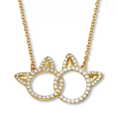 .95 TCW Round Cubic Zirconia 14k Yellow Gold-Plated Cat Necklace 18 to 20-inch