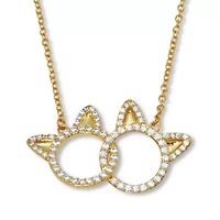 .95 TCW Round Cubic Zirconia 14k Yellow Gold-Plated Cat Necklace 18 to 20-inch