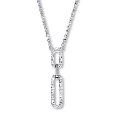 .20 TCW Round Cubic Zirconia Silvertone Paperclip Drop Necklace 18-inch