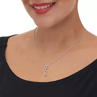 .20 TCW Round Cubic Zirconia Silvertone Paperclip Drop Necklace 18-inch