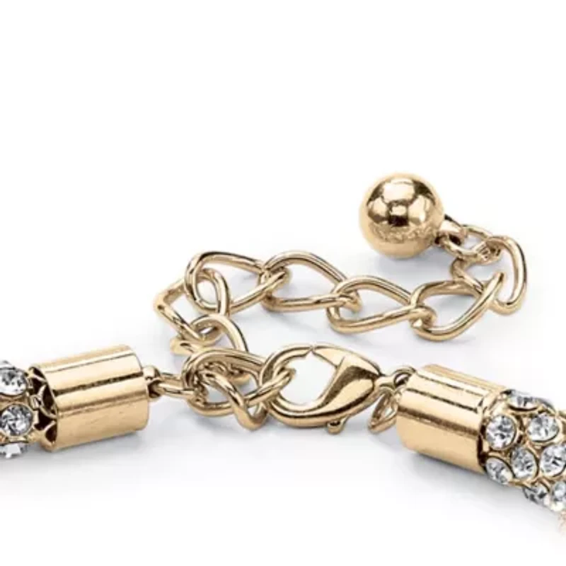 Crystal Rope Necklace, Bracelet and Drop Earrings Set in Goldtone