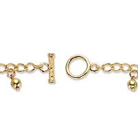 Round Crystal Goldtone Elephant Charm Beaded Toggle Bracelet 7.5"