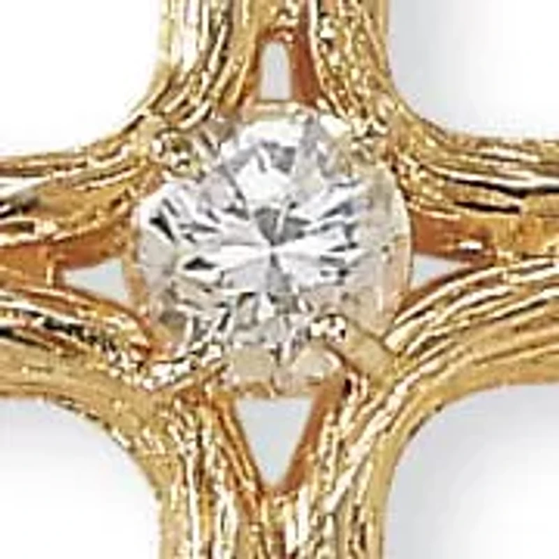 Crystal Decorative Cross Pendant Necklace in Yellow Goldtone