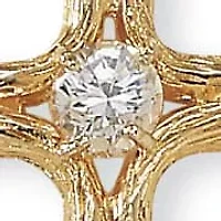 Crystal Decorative Cross Pendant Necklace in Yellow Goldtone