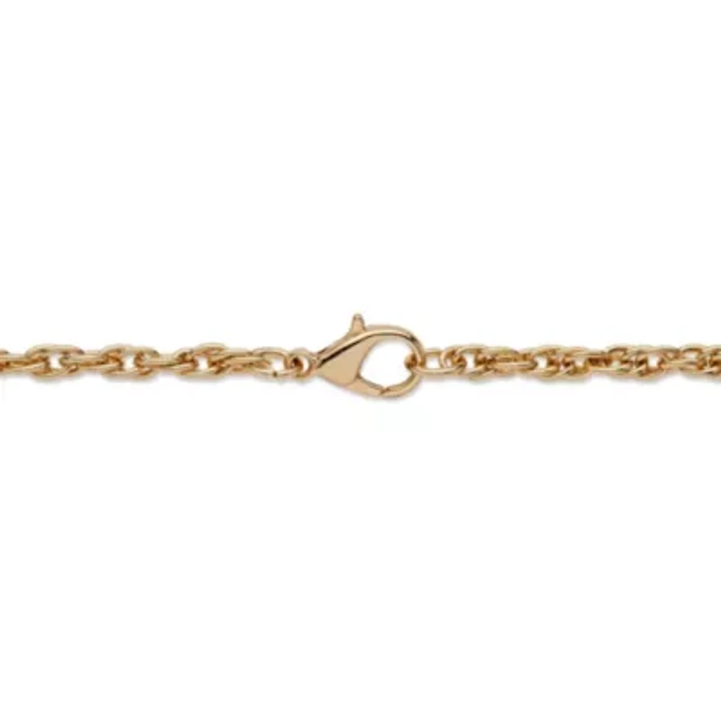 Crystal Decorative Cross Pendant Necklace in Yellow Goldtone