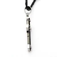 Cross Pendant and Cord Necklace in Black Ion-Plated Stainless Steel