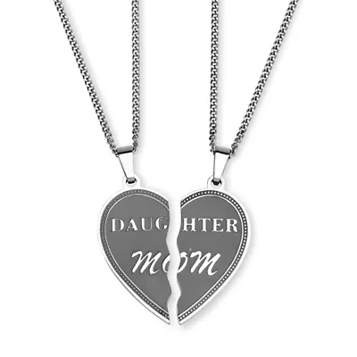 Stainless Steel Daughter Mom Breakaway Pendant Necklaces 18"