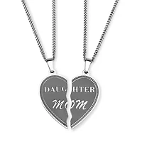 Stainless Steel Daughter Mom Breakaway Pendant Necklaces 18"
