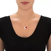 Red Crystal Silvertone Heart Necklace Set 18"-19.5"