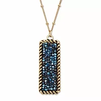 Goldtone Blue Crystal Cluster Pendant with 18 inch Chain