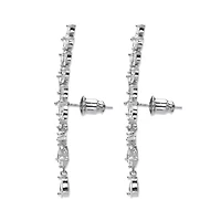 Marquise-Cut Silvertone Crystal Ear Climber Earrings 13/4"