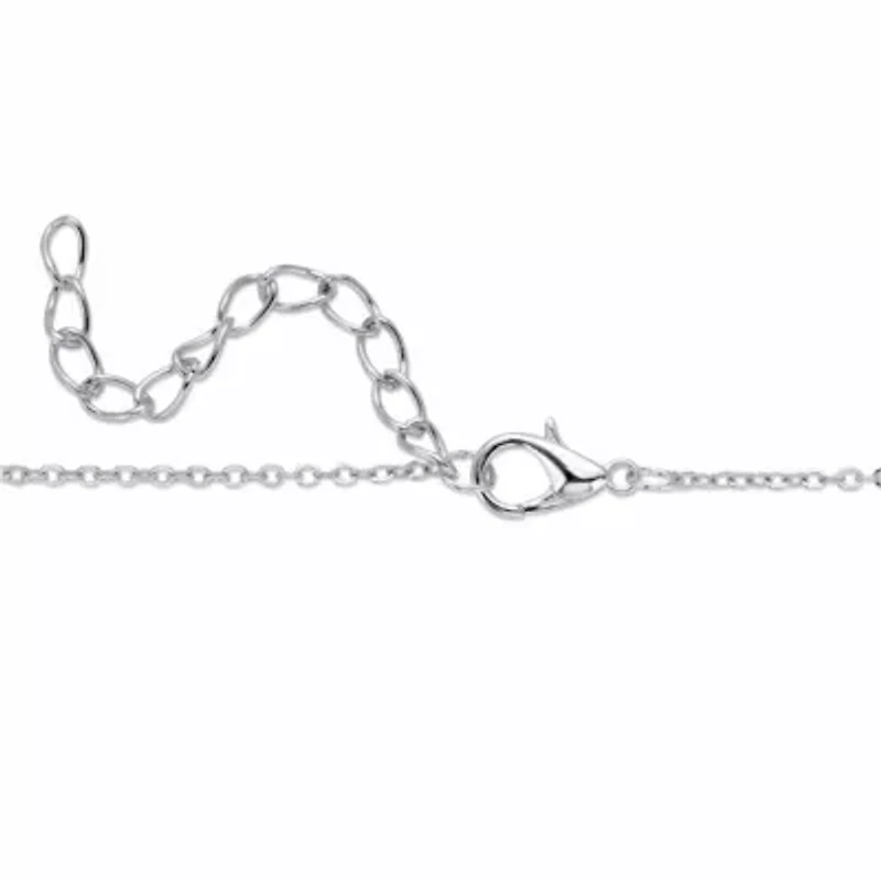 Champagne Faceted Crystal Heart Shaped Pendant Necklace Silvertone 16"-18"