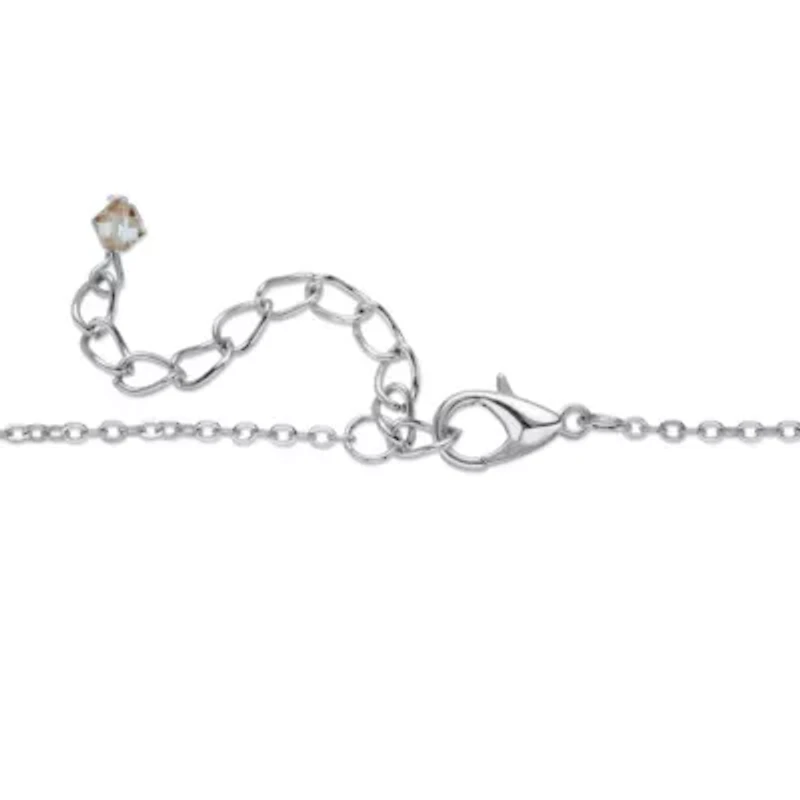 Butterscotch Faceted Crystal Silvertone Heart-Shaped Pendant Necklace 16"-18"