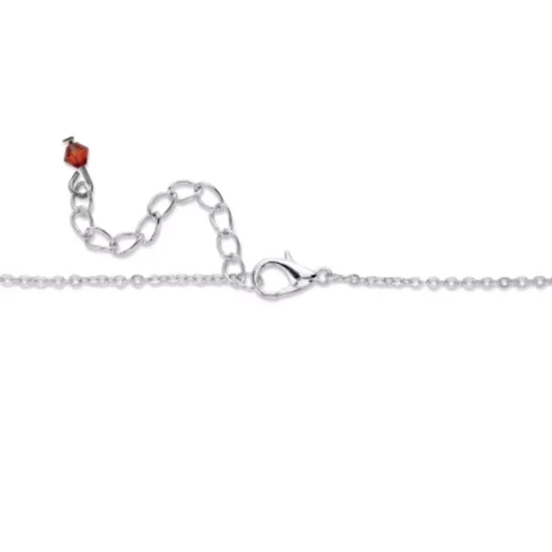 Faceted Red Crystal Silvertone Heart-Shaped Pendant Necklace 17" - 19"