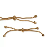 Round Crystal Gold Ion-Plated Stainless Steel Heart Charm Bracelet Set 7-inch