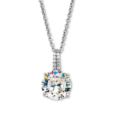 4.05 Cttw. Round Cubic Zirconia Platinum Over Silver Pendant With 18-20" Chain