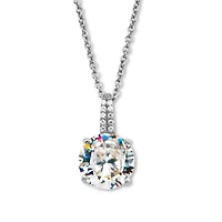 4.05 Cttw. Round Cubic Zirconia Platinum Over Silver Pendant With 18-20" Chain