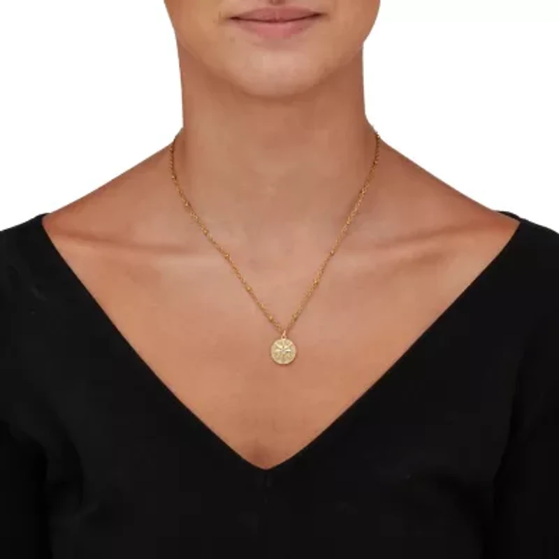 Crystal Gold Ion-Plated Stainless Steel Starburst Pendant, 18 Inches