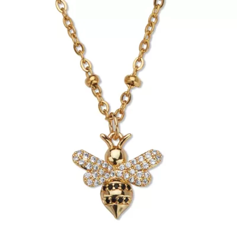 Crystal Yellow Gold Ion-Plated Bumblebee Necklace, 18 Inches