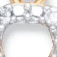 Round Crystal Beaded Puppy Dog Charm Goldtone Bracelet 7.5"