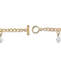 Heart-Shaped and Round Crystal Goldtone Charm Toggle Bracelet 7.5"