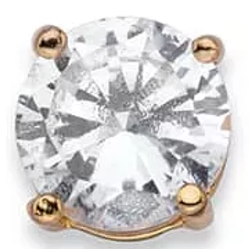 4 Cttw Cubic Zirconia Goldtone 3-Pair Set of Stud and Textured Hoop Earrings 2"