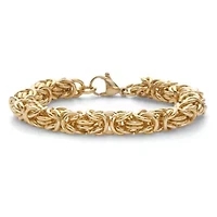 Byzantine-Link Bracelet Gold Ion-Plated Stainless Steel 8mm 7.5" Length