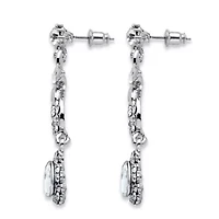 Swirl and Flower Crystal Necklace and Earrings 2-Piece Set Platinum-Plated