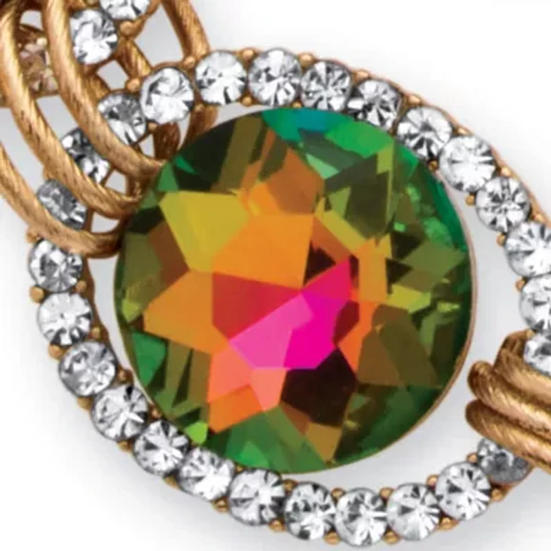 Mystic Crystal Necklace and Earrings Set in Yellow Goldtone