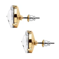 Crystal Multi-Chain Fan Motif Necklace and Earrings Set in Goldtone