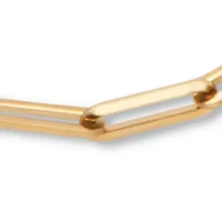 Paperclip Chain Link Necklace Gold Ion-Plated Stainless Steel 16" Length