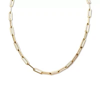 Paperclip Chain Link Necklace Gold Ion-Plated Stainless Steel 16" Length
