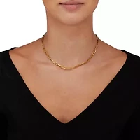 Paperclip Chain Link Necklace Gold Ion-Plated Stainless Steel 16" Length
