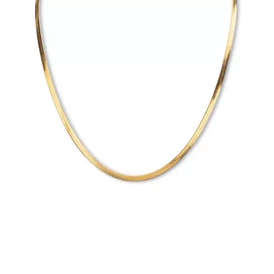 Herringbone Chain Necklace Gold Ion-Plated Stainless Steel 18" Length
