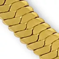 Gold Ion-Plated Stainless Steel Herringbone Chain Necklace 16-18.5 inch