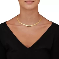 Gold Ion-Plated Stainless Steel Herringbone Chain Necklace 16-18.5 inch