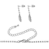 Silvertone Aurora Borealis Crystal Earrings and "Y" Necklace Set 13"-17"