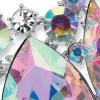 Pear-Cut Aurora Borealis Crystal Silvertone Earrings and Necklace Set 16"-18.5"