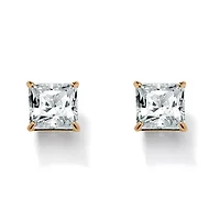 3.24 Cttw. Princess-Cut Cubic Zirconia 18k Gold-Plated Stud Earrings