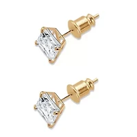 3.24 Cttw. Princess-Cut Cubic Zirconia 18k Gold-Plated Stud Earrings
