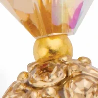 Champagne Crystal Goldtone Beaded Lever Back Drop Earrings 1 1/3"