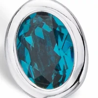 Oval-Cut Bezel-Set Crystal Silvertone Earrings 3/4"