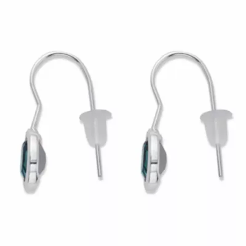 Oval-Cut Bezel-Set Crystal Silvertone Earrings 3/4"